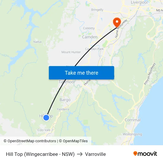 Hill Top (Wingecarribee - NSW) to Varroville map