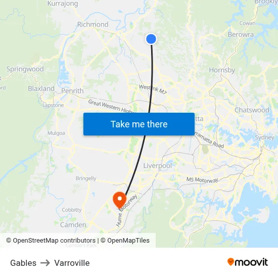 Gables to Varroville map