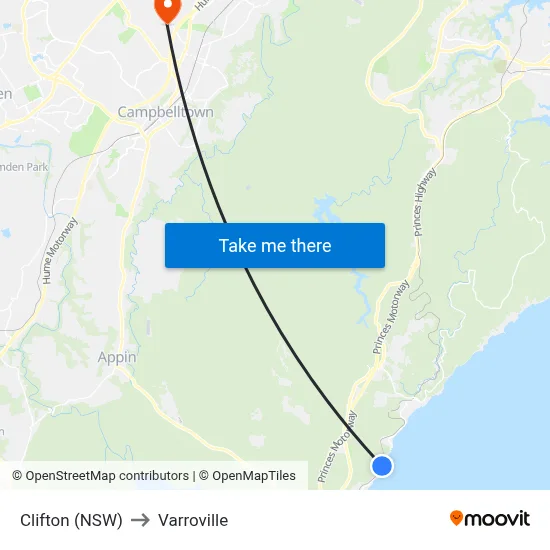 Clifton (NSW) to Varroville map