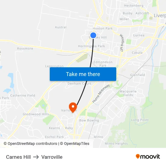 Carnes Hill to Varroville map