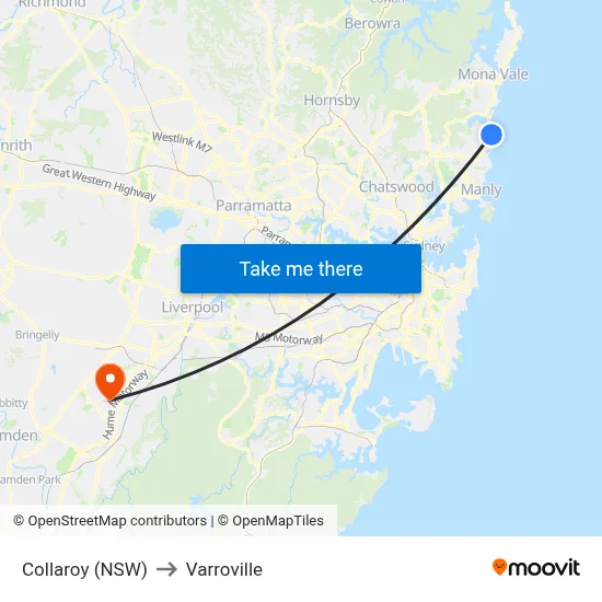 Collaroy (NSW) to Varroville map