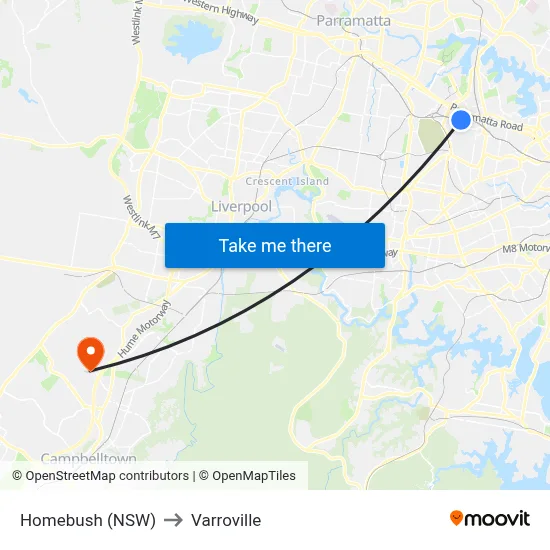Homebush (NSW) to Varroville map