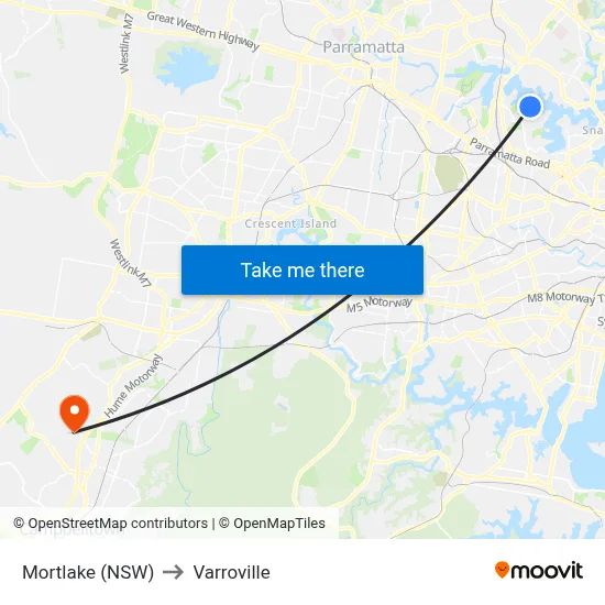 Mortlake (NSW) to Varroville map