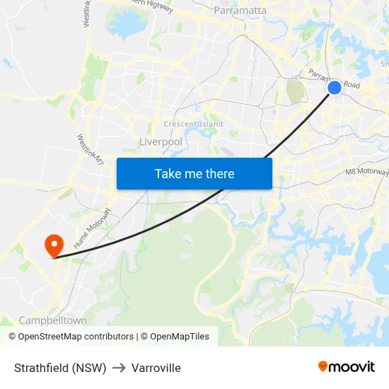 Strathfield (NSW) to Varroville map