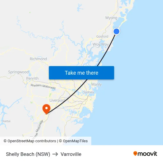 Shelly Beach (NSW) to Varroville map