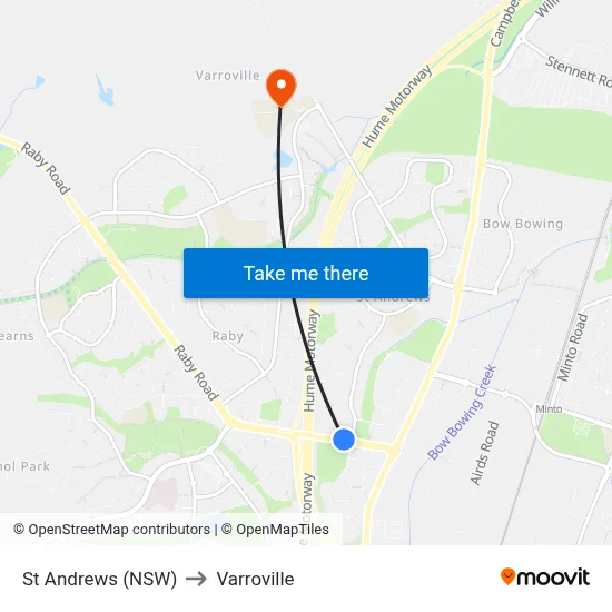 St Andrews (NSW) to Varroville map