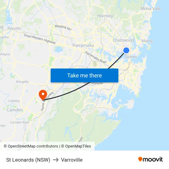 St Leonards (NSW) to Varroville map