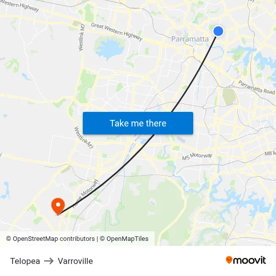 Telopea to Varroville map
