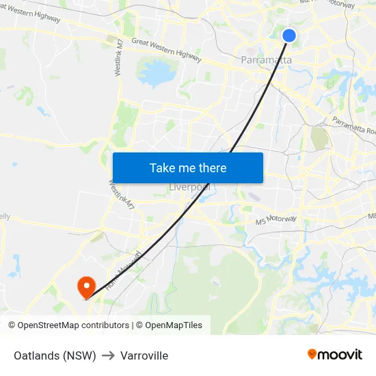 Oatlands (NSW) to Varroville map