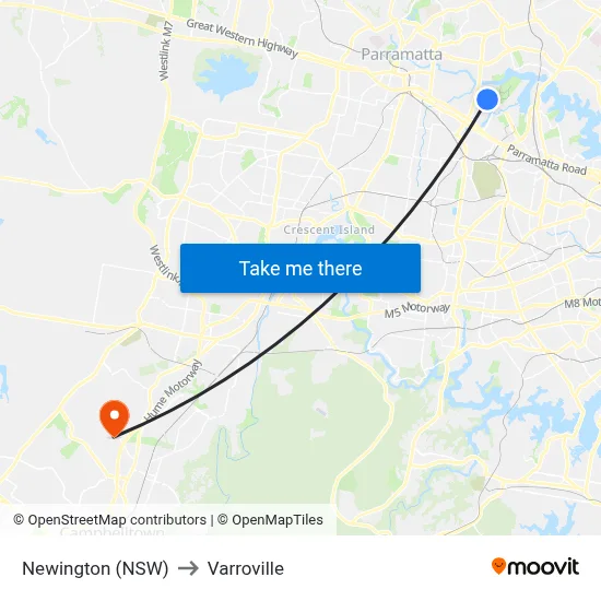 Newington (NSW) to Varroville map