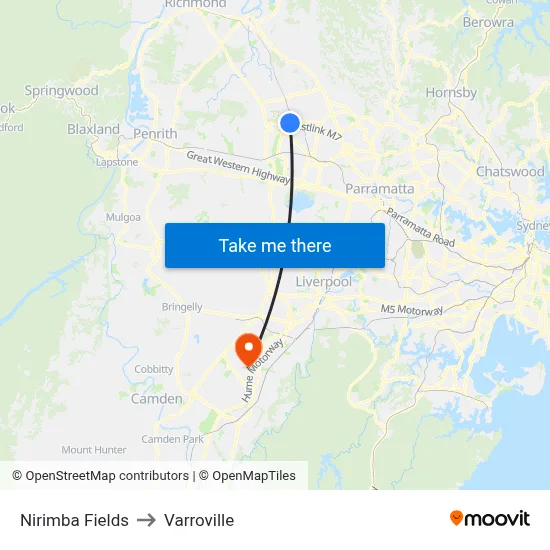Nirimba Fields to Varroville map