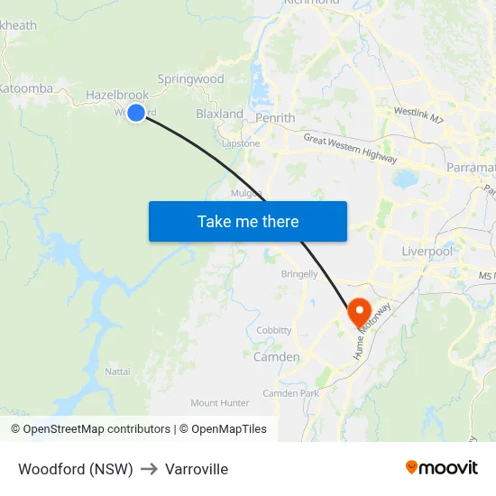 Woodford (NSW) to Varroville map