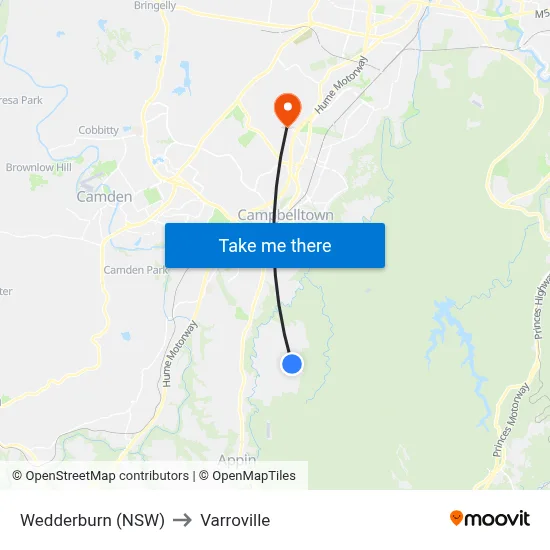 Wedderburn (NSW) to Varroville map