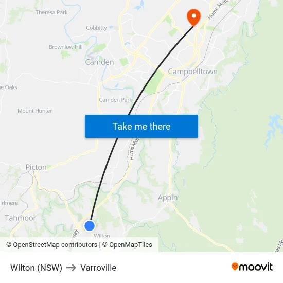 Wilton (NSW) to Varroville map