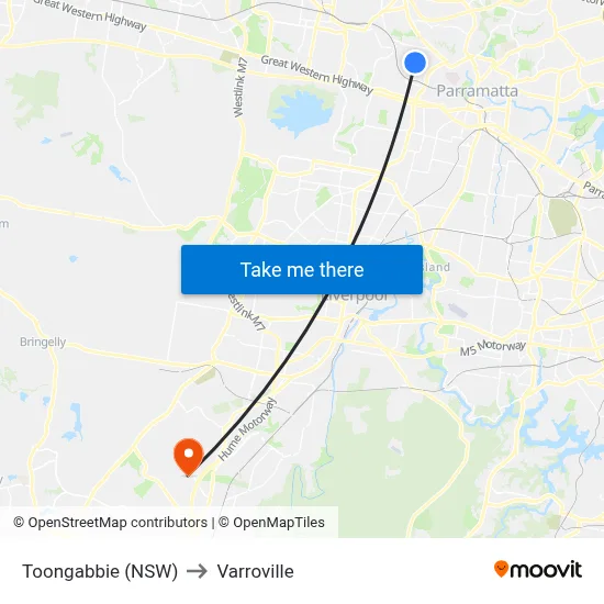 Toongabbie (NSW) to Varroville map