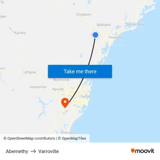 Abernethy to Varroville map