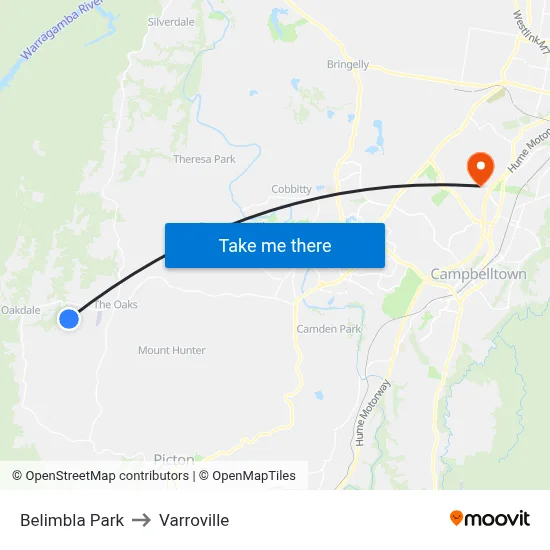 Belimbla Park to Varroville map