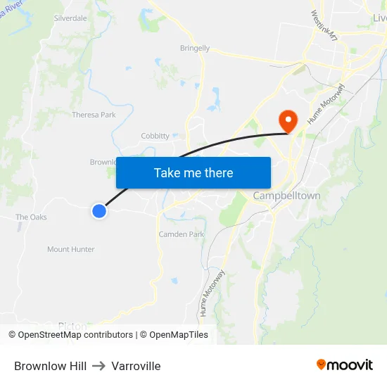 Brownlow Hill to Varroville map