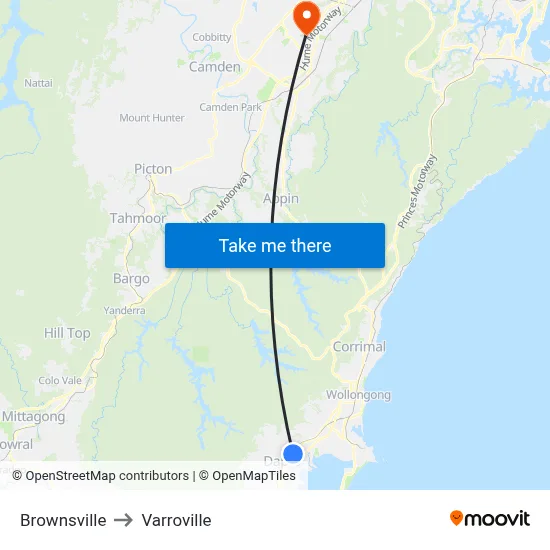 Brownsville to Varroville map