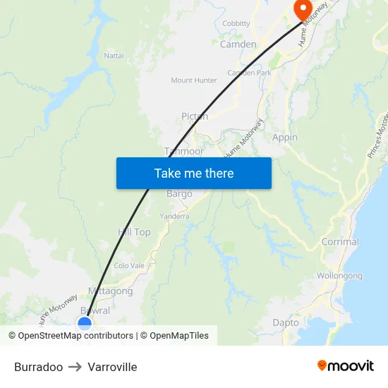 Burradoo to Varroville map