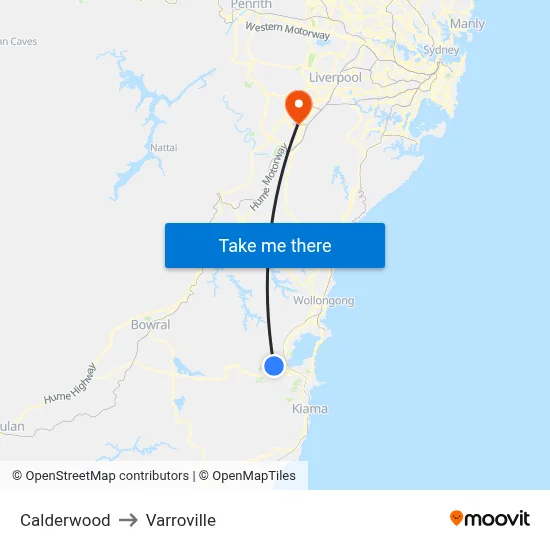 Calderwood to Varroville map