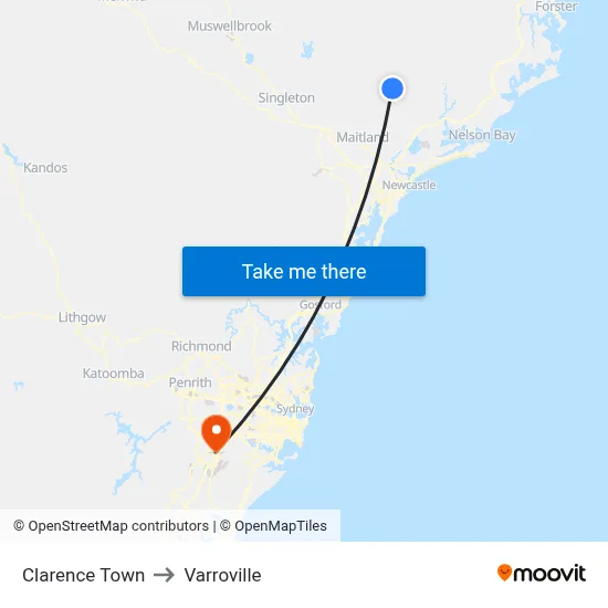 Clarence Town to Varroville map