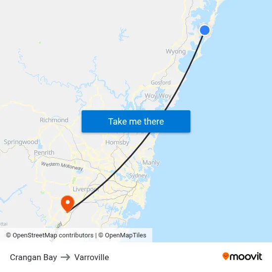 Crangan Bay to Varroville map