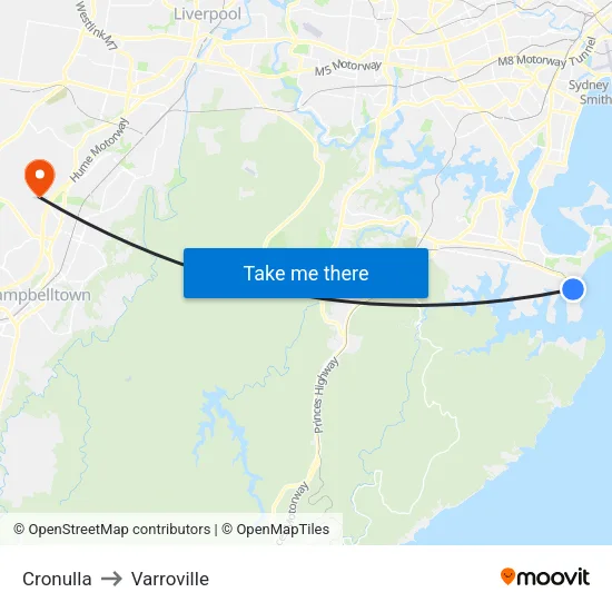 Cronulla to Varroville map