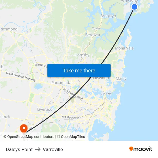 Daleys Point to Varroville map