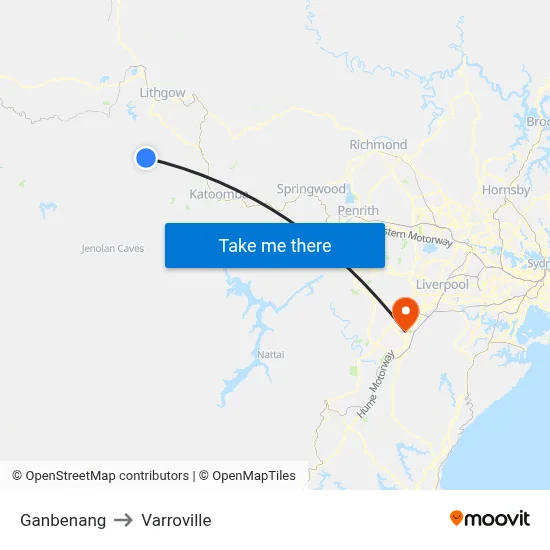 Ganbenang to Varroville map