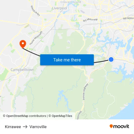 Kirrawee to Varroville map
