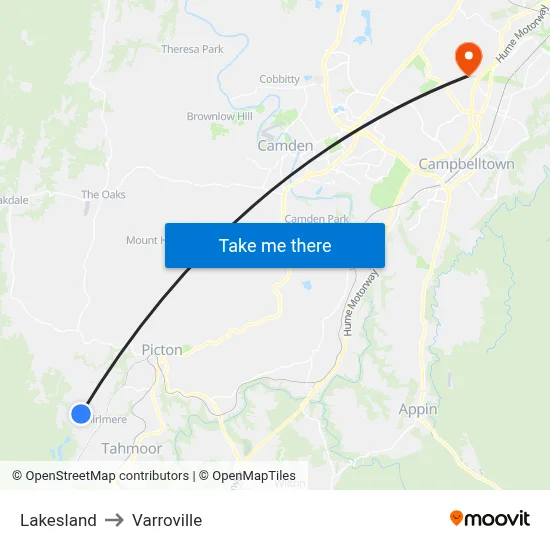 Lakesland to Varroville map