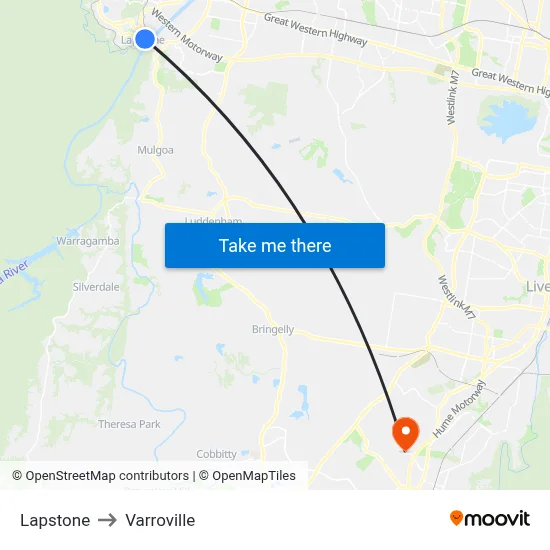 Lapstone to Varroville map