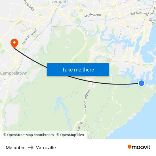 Maianbar to Varroville map
