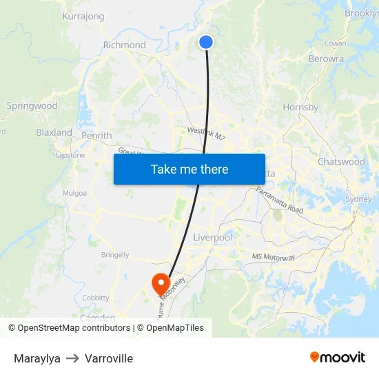 Maraylya to Varroville map