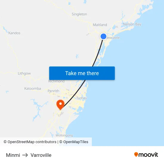 Minmi to Varroville map