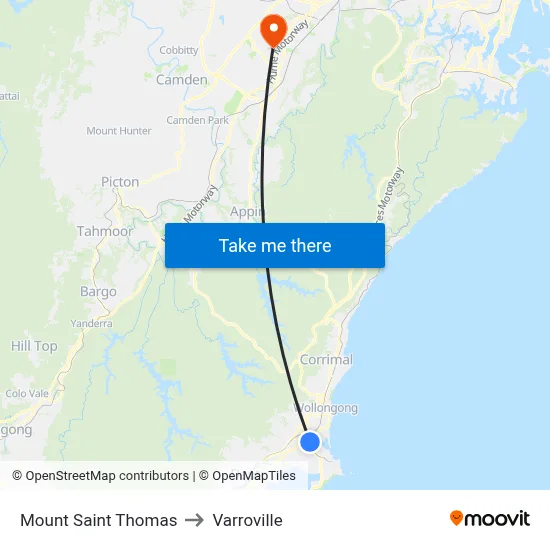 Mount Saint Thomas to Varroville map