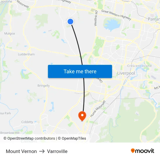 Mount Vernon to Varroville map