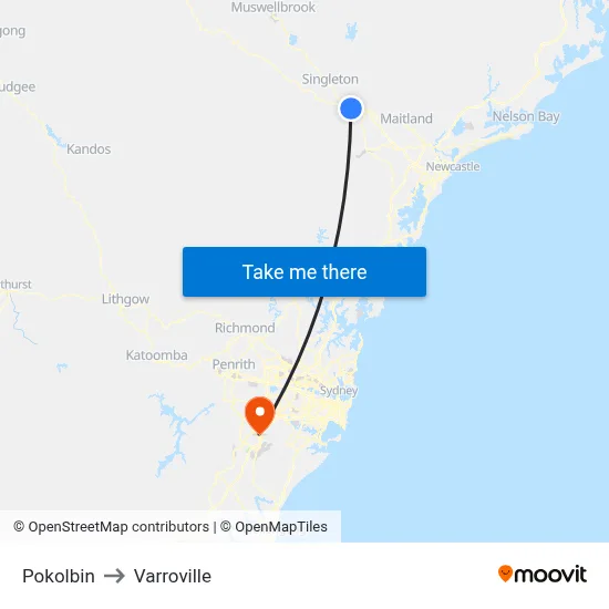Pokolbin to Varroville map