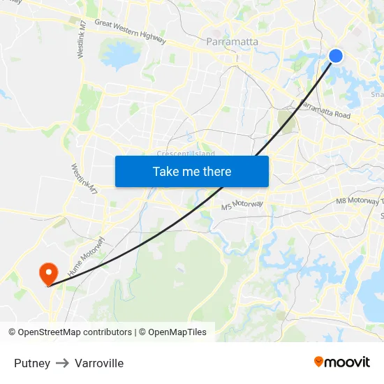 Putney to Varroville map