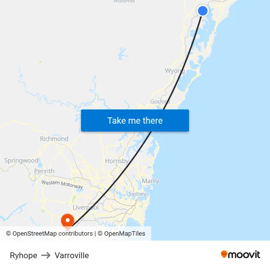 Ryhope to Varroville map