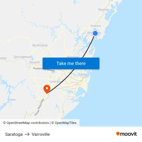 Saratoga to Varroville map
