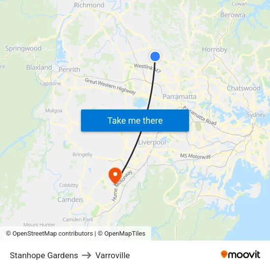 Stanhope Gardens to Varroville map