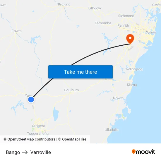 Bango to Varroville map