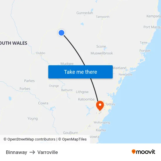 Binnaway to Varroville map