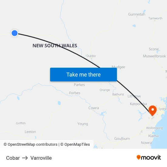 Cobar to Varroville map