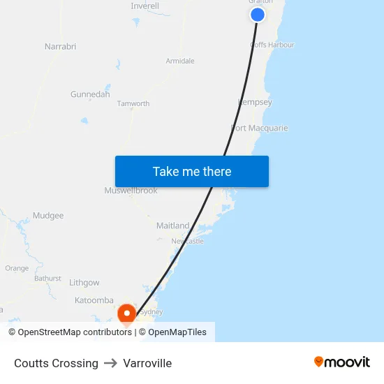Coutts Crossing to Varroville map