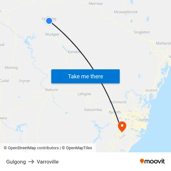 Gulgong to Varroville map
