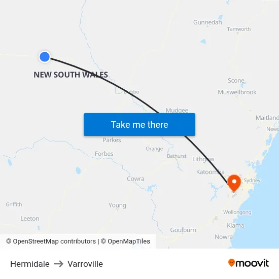 Hermidale to Varroville map