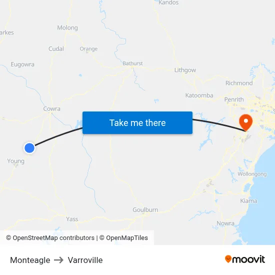 Monteagle to Varroville map